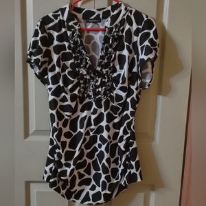 Heart Soul Womens Blouse Size 1XL Top Cow Animal Print Short Shirt